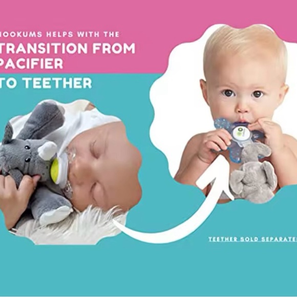 Baby Teal Pacifier With Pink Owl Plush - Picture 4 of 5